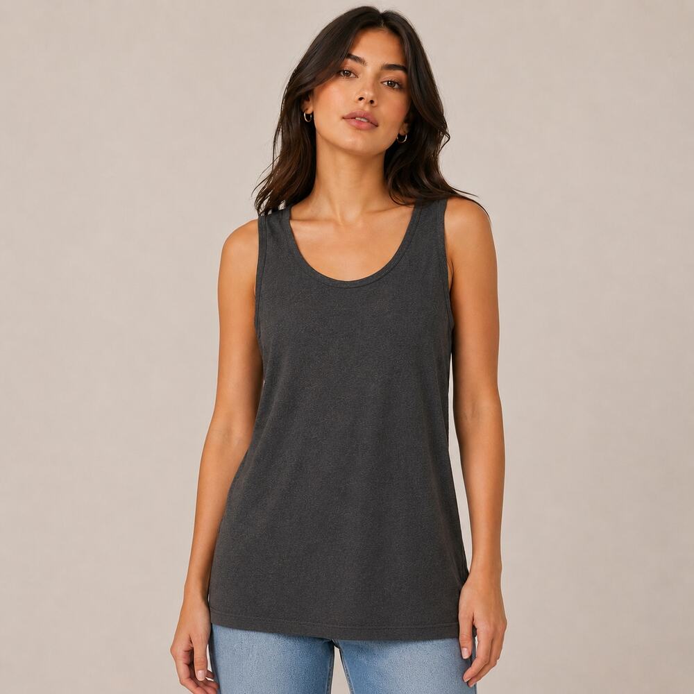 Eileen Fisher Tank Top Womens Small Charcoal Gray Scoop Neck Layer Minimalist